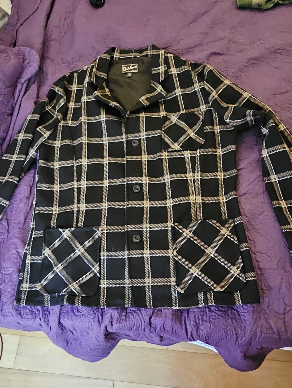 DaVinci Black Windowpane Plaid Blazer